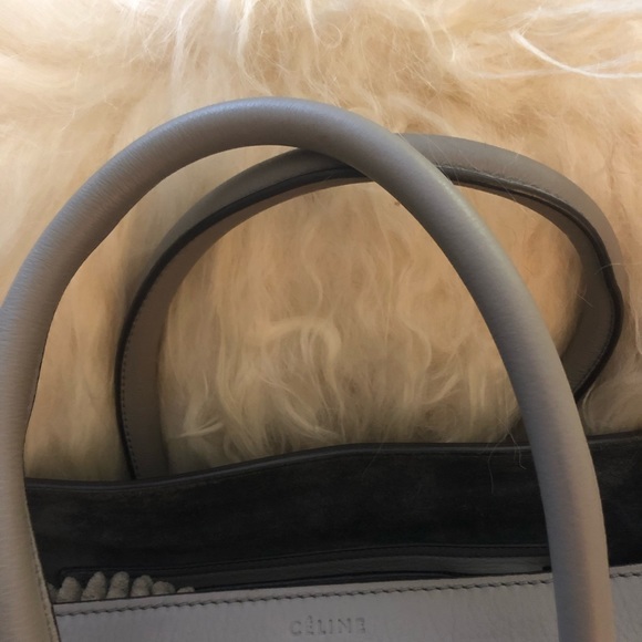 Large pearl gray leather CELINE Phantom - Picture 6 of 8